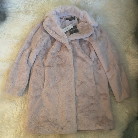 Liz Claiborne notch collar faux fur coat NWT S - Picture 2 of 7
